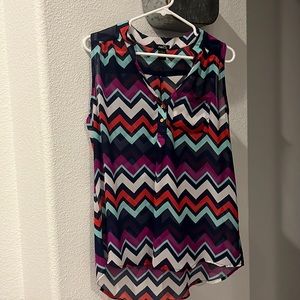 High low hem chevron multicolored tank top